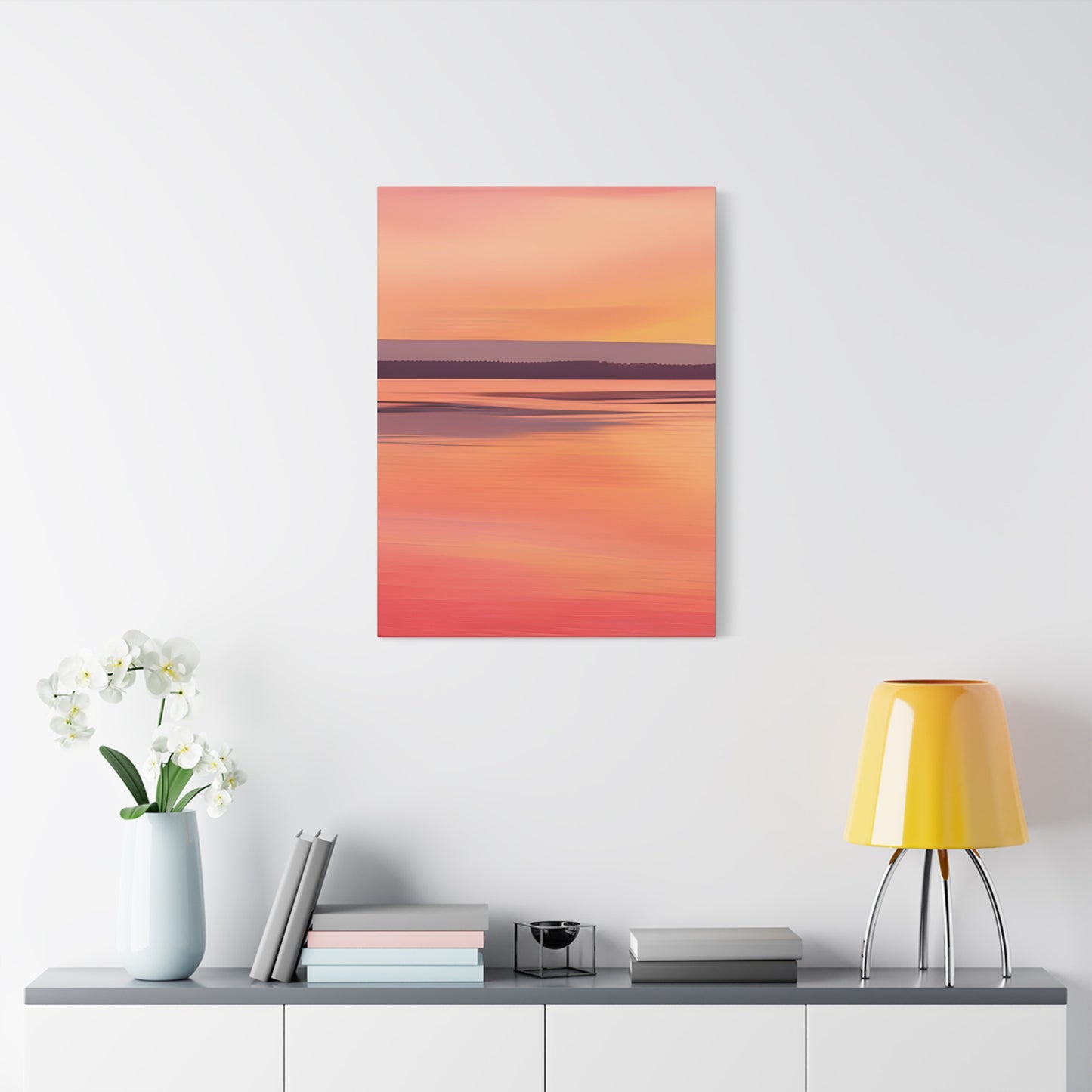 Serene Sunset Canvas Print | Abstract Landscape Wall Art | Pink and Orange DecorMatte Canvas, Stretched, 1.25"