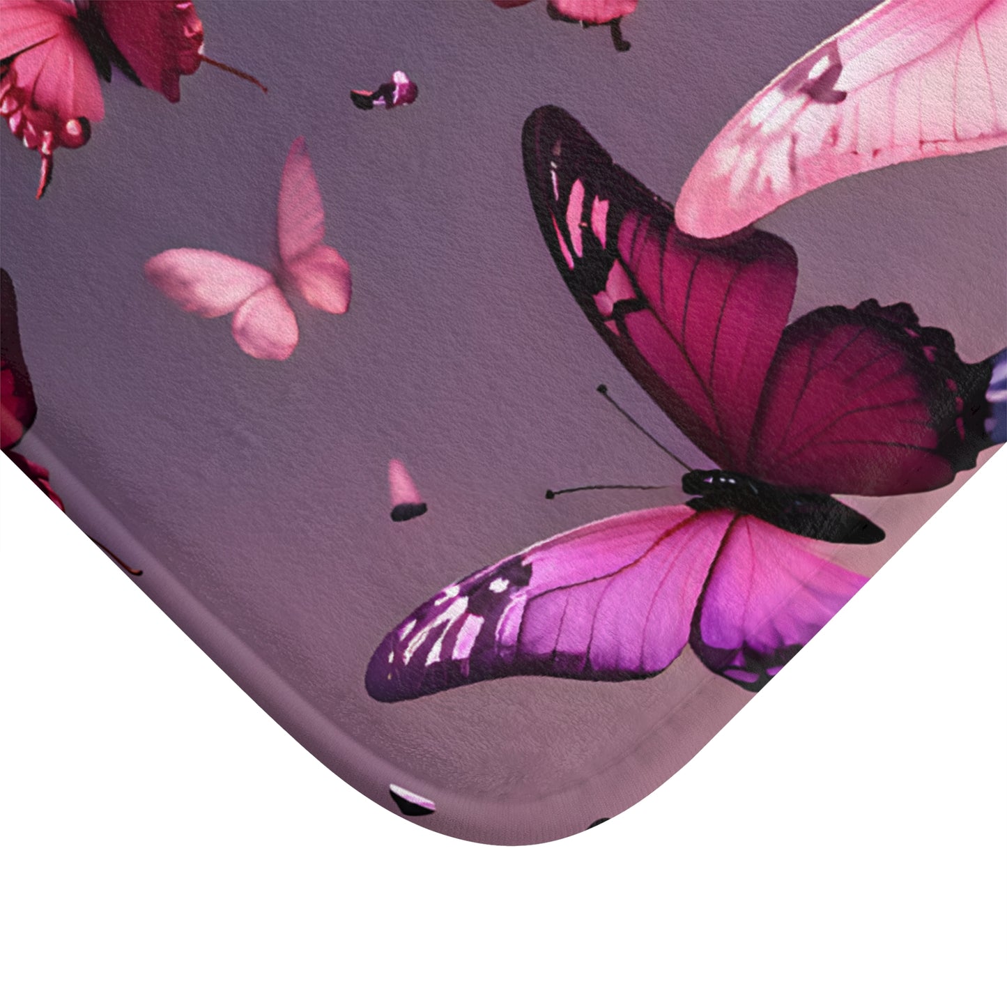 Butterfly Bath Mat | Pink and Purple Bath Mat | Butterfly Bathroom Decor