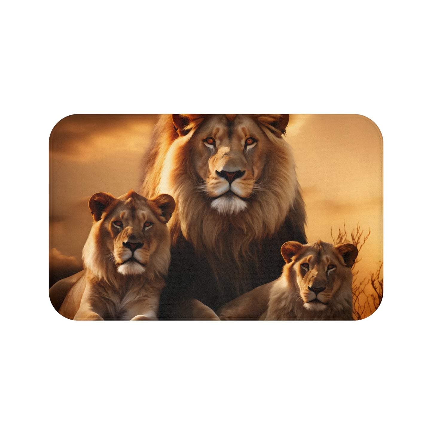 Golden Majectic Lion Family Bath Mat
