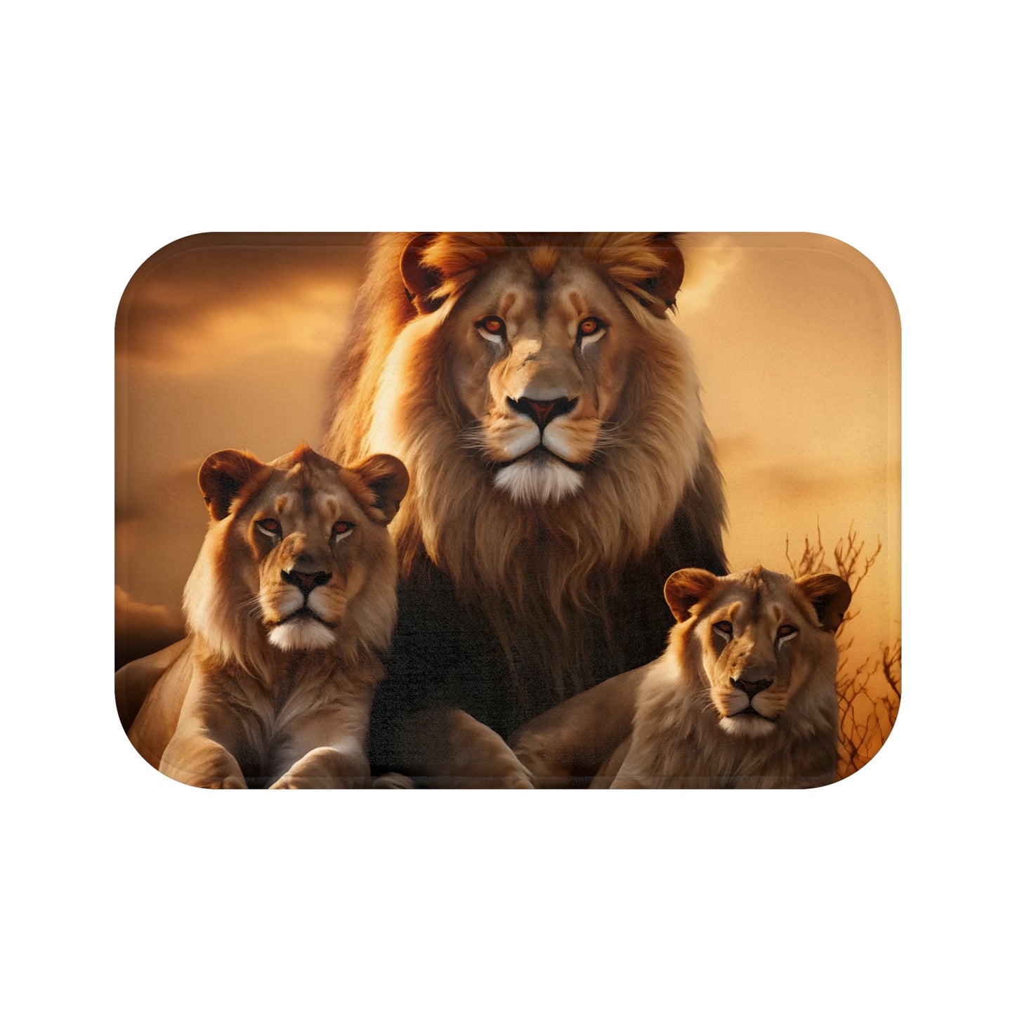 Golden Majectic Lion Family Bath Mat