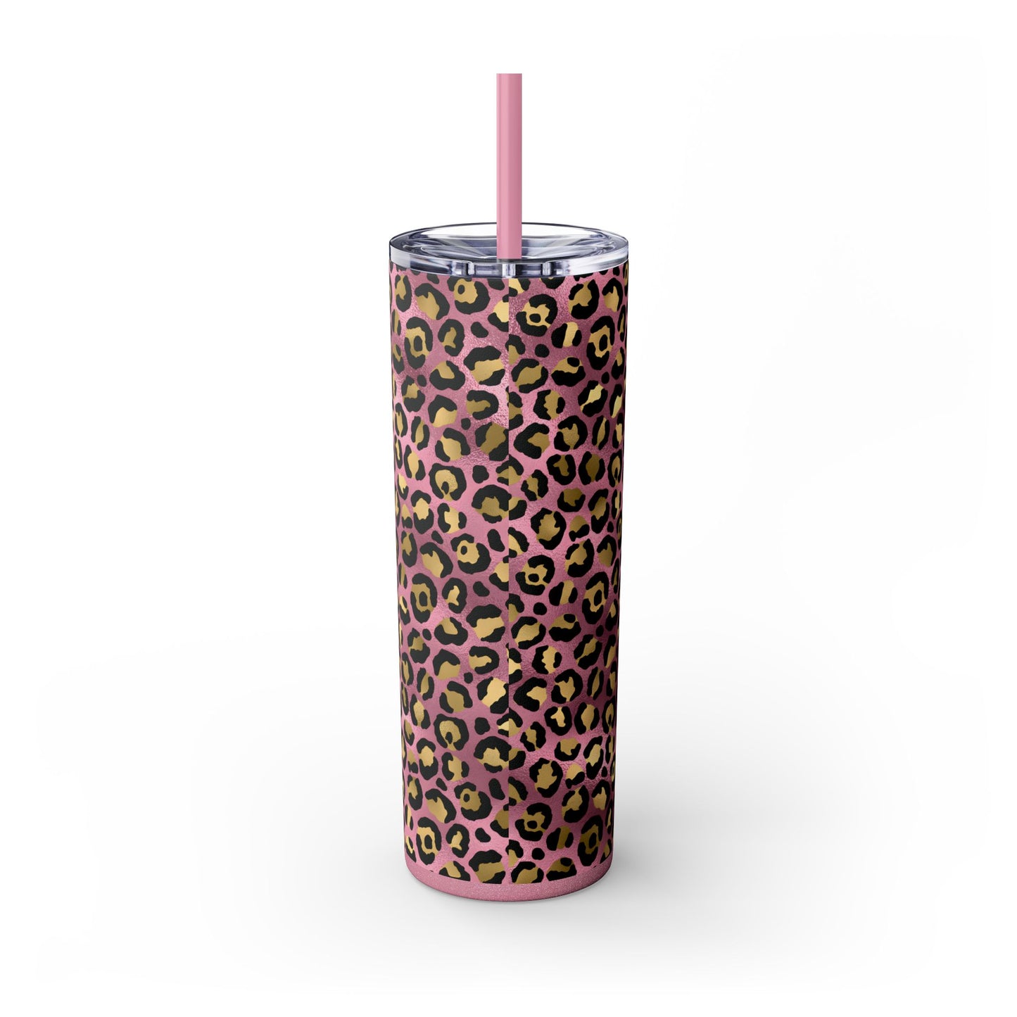 Pink Leopard Skinny Tumbler with Straw, 20oz