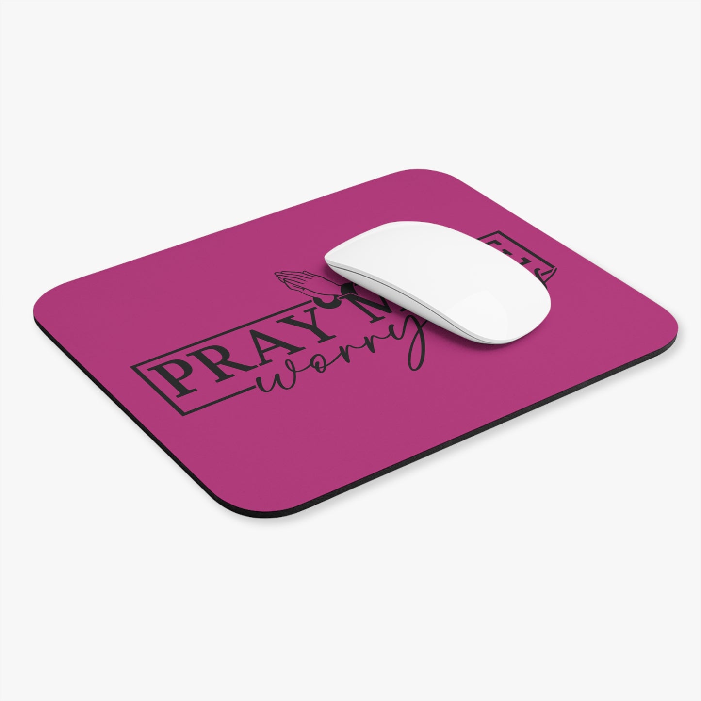 Pray More Worry Less Mouse Pad (Rectangle)- Pink