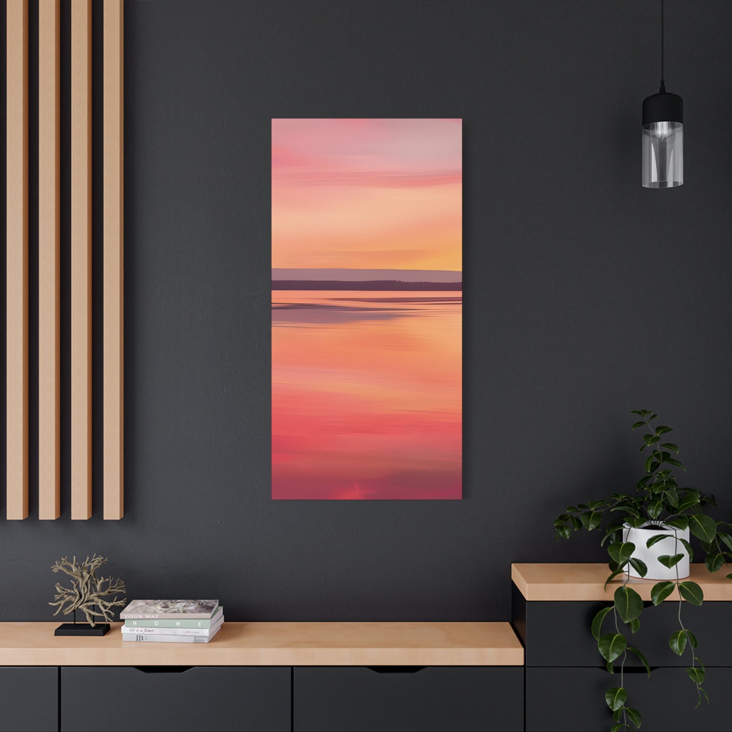 Serene Sunset Canvas Print | Abstract Landscape Wall Art | Pink and Orange DecorMatte Canvas, Stretched, 1.25"
