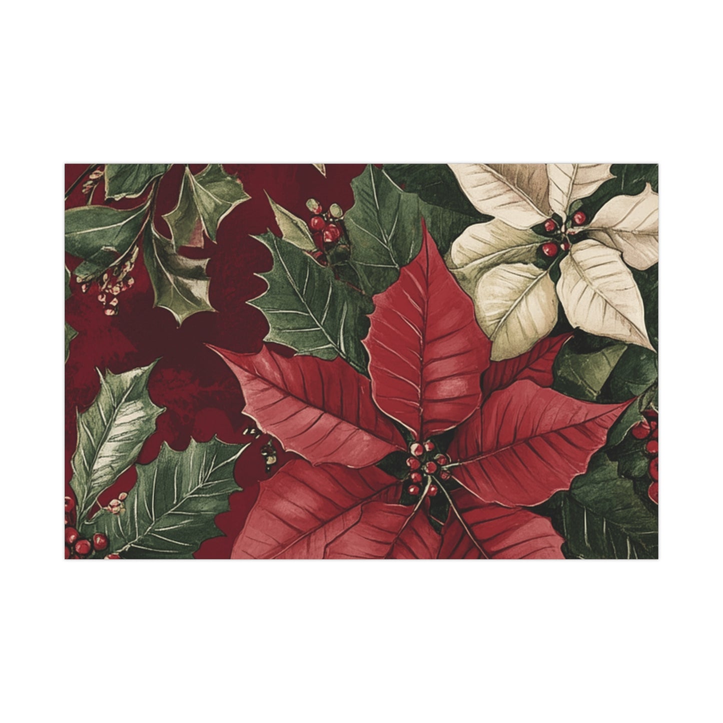 Christmas Poinsettia Gift Wrap Paper