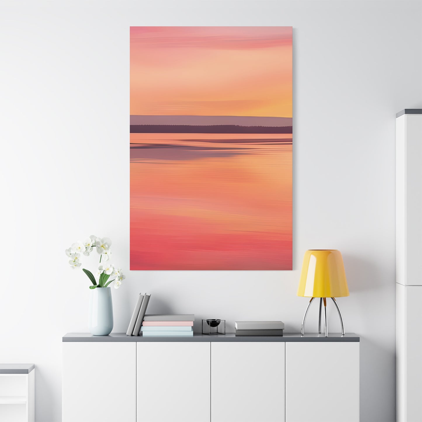 Serene Sunset Canvas Print | Abstract Landscape Wall Art | Pink and Orange DecorMatte Canvas, Stretched, 1.25"