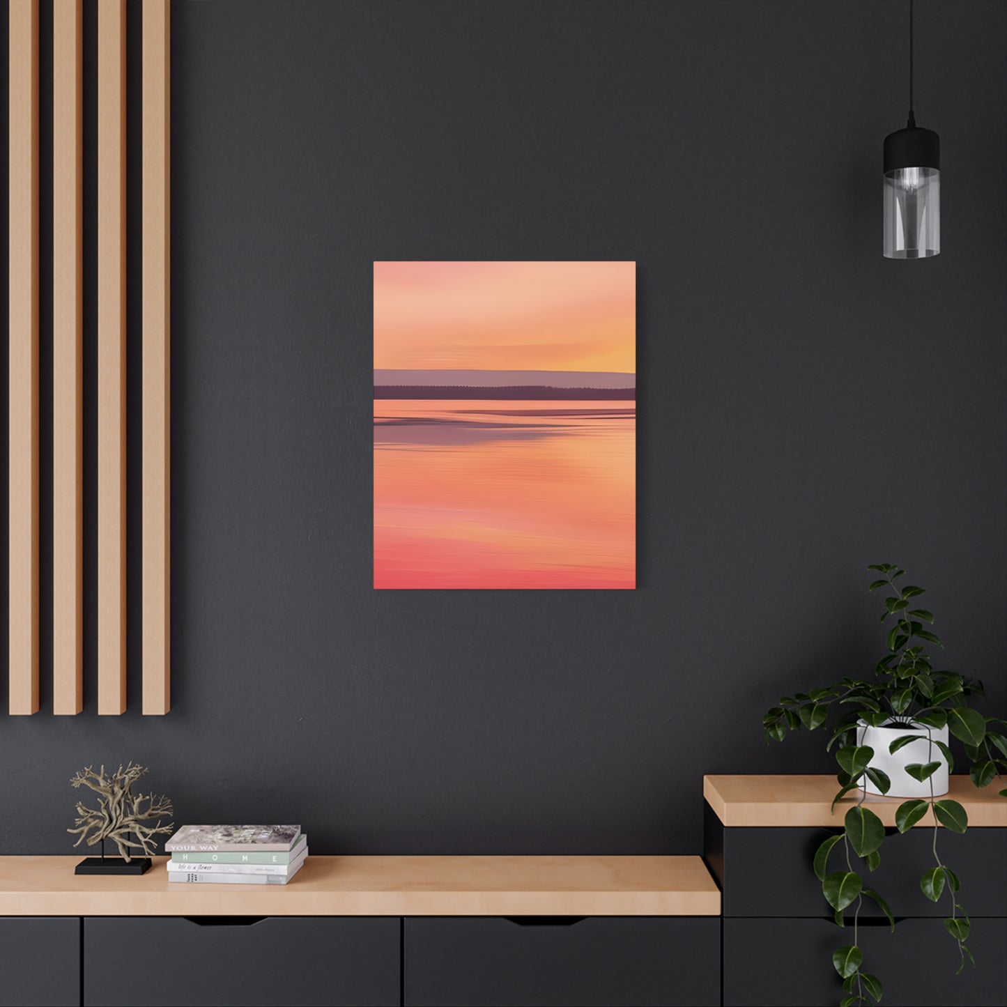Serene Sunset Canvas Print | Abstract Landscape Wall Art | Pink and Orange DecorMatte Canvas, Stretched, 1.25"