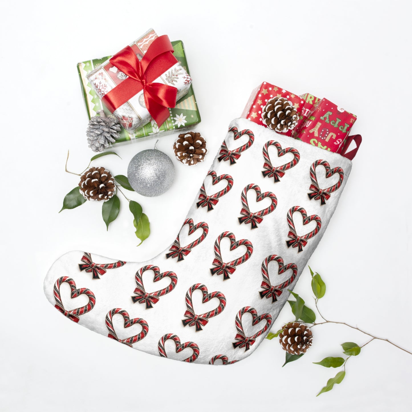 Personalized Christmas Stocking with Red Plaid Heart Pattern – Perfect for Holiday Decor and Gift Giving Christmas Stockings
