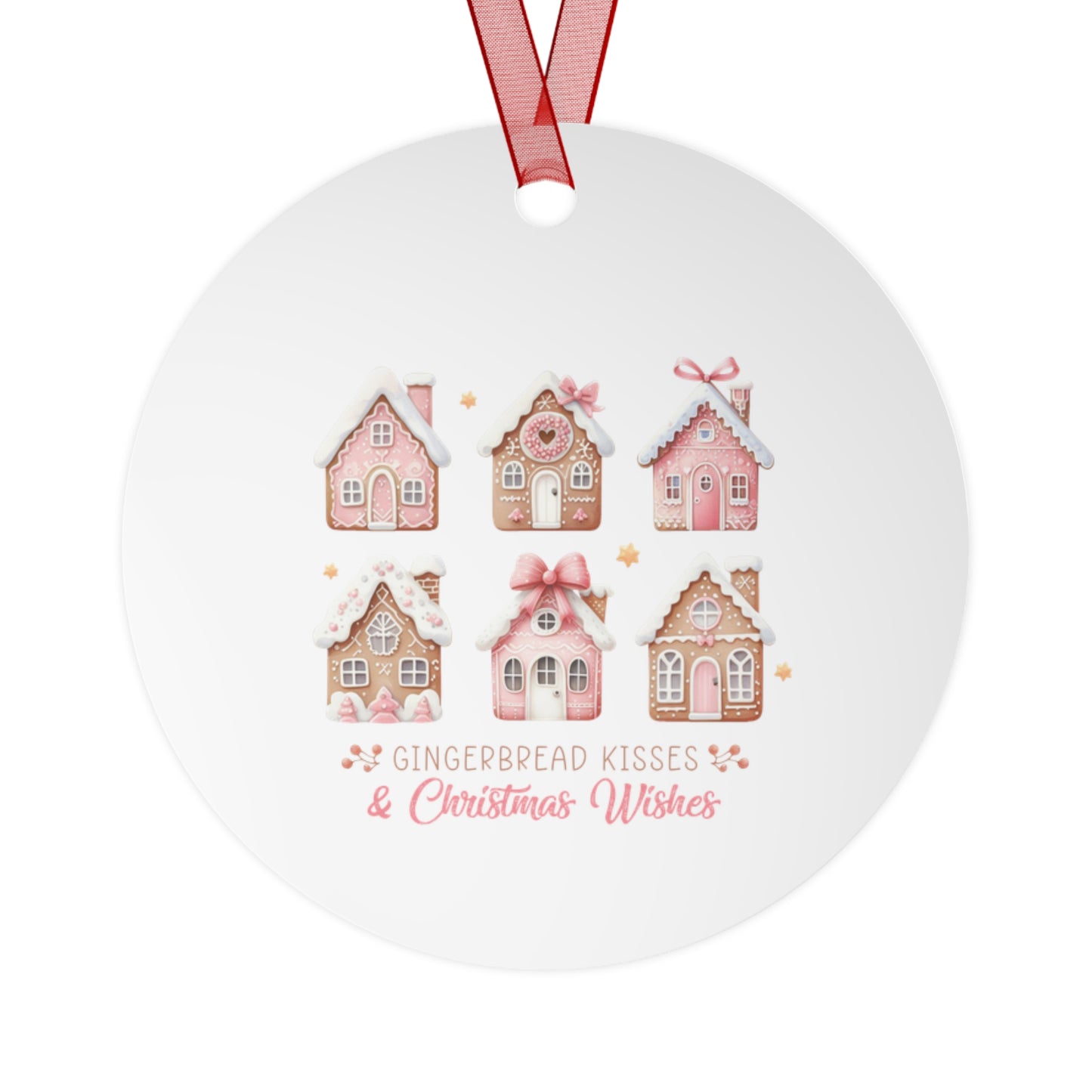 Gingerbread Kisses Christmas Ornament - Cute Holiday Decor Metal Ornaments