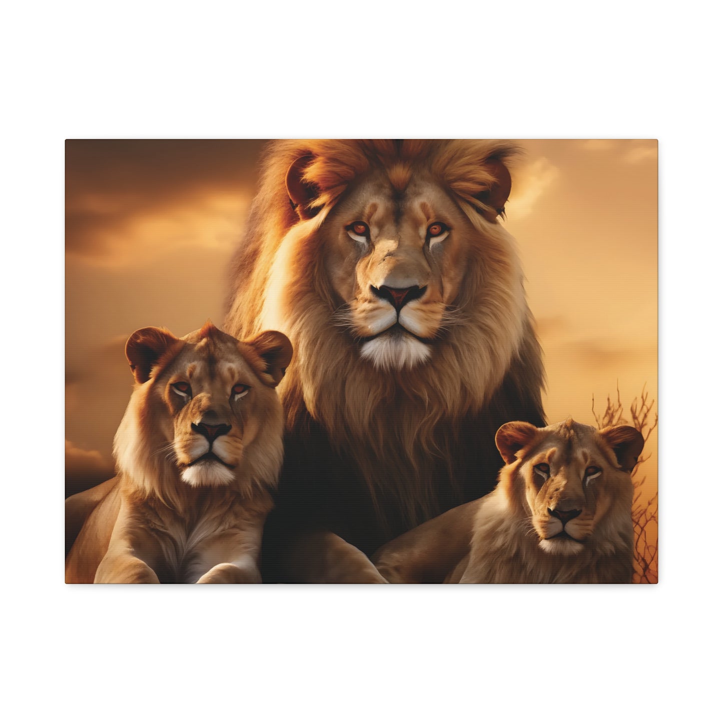 Majestic Lion Family Wall Art | Canvas Print | Wildlife Decor