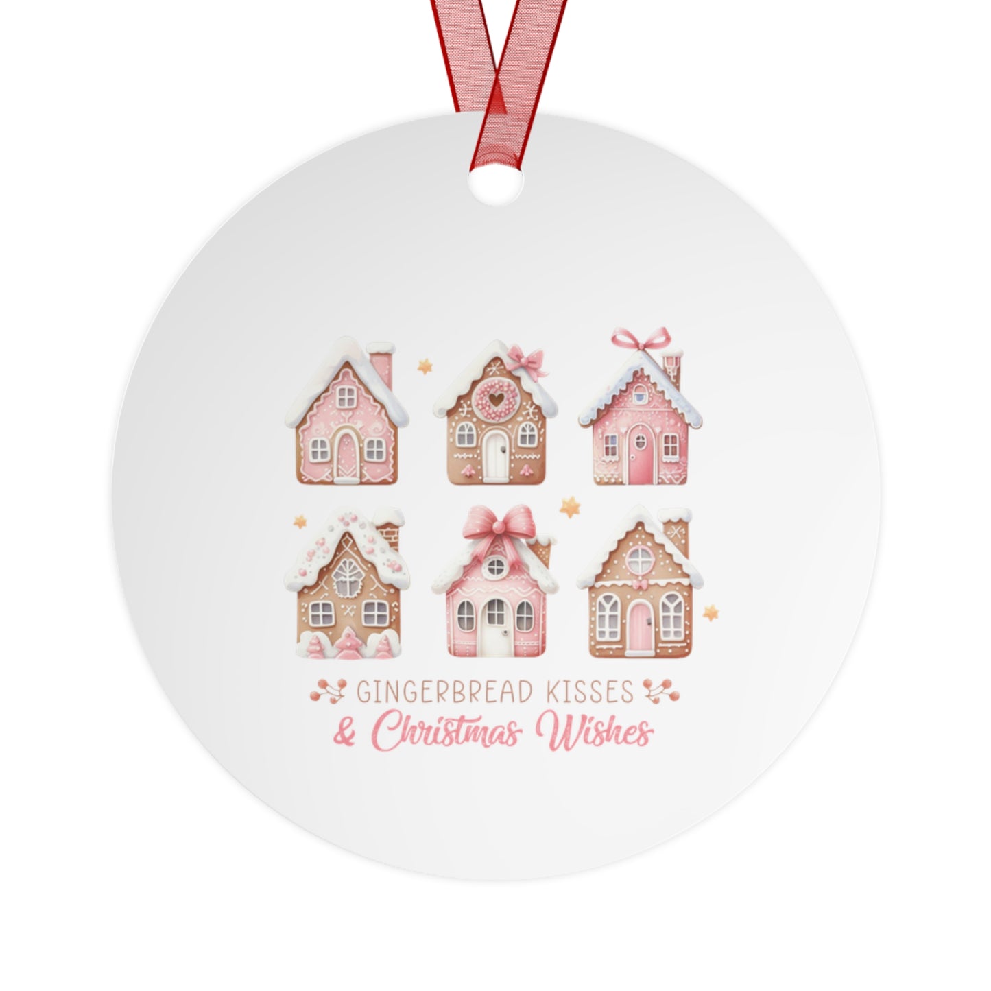 Gingerbread Kisses Christmas Ornament - Cute Holiday Decor Metal Ornaments