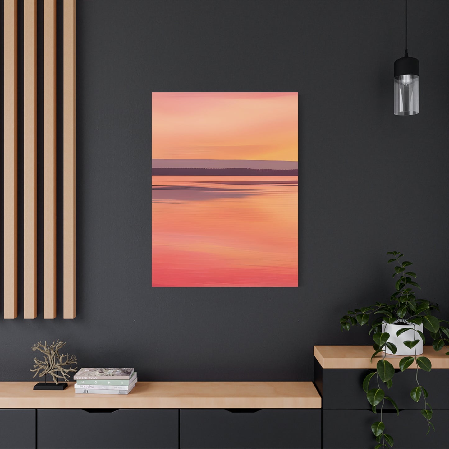 Serene Sunset Canvas Print | Abstract Landscape Wall Art | Pink and Orange DecorMatte Canvas, Stretched, 1.25"