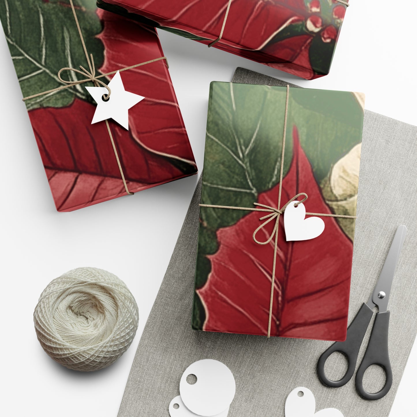 Christmas Poinsettia Gift Wrap Paper