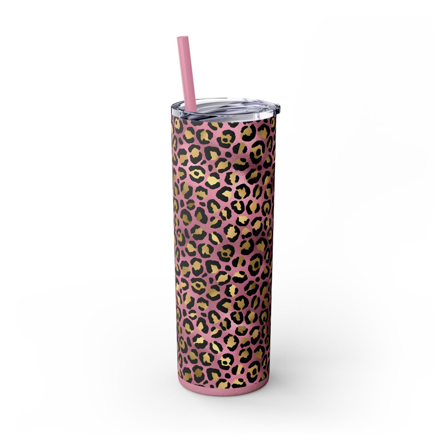 Pink Leopard Skinny Tumbler with Straw, 20oz