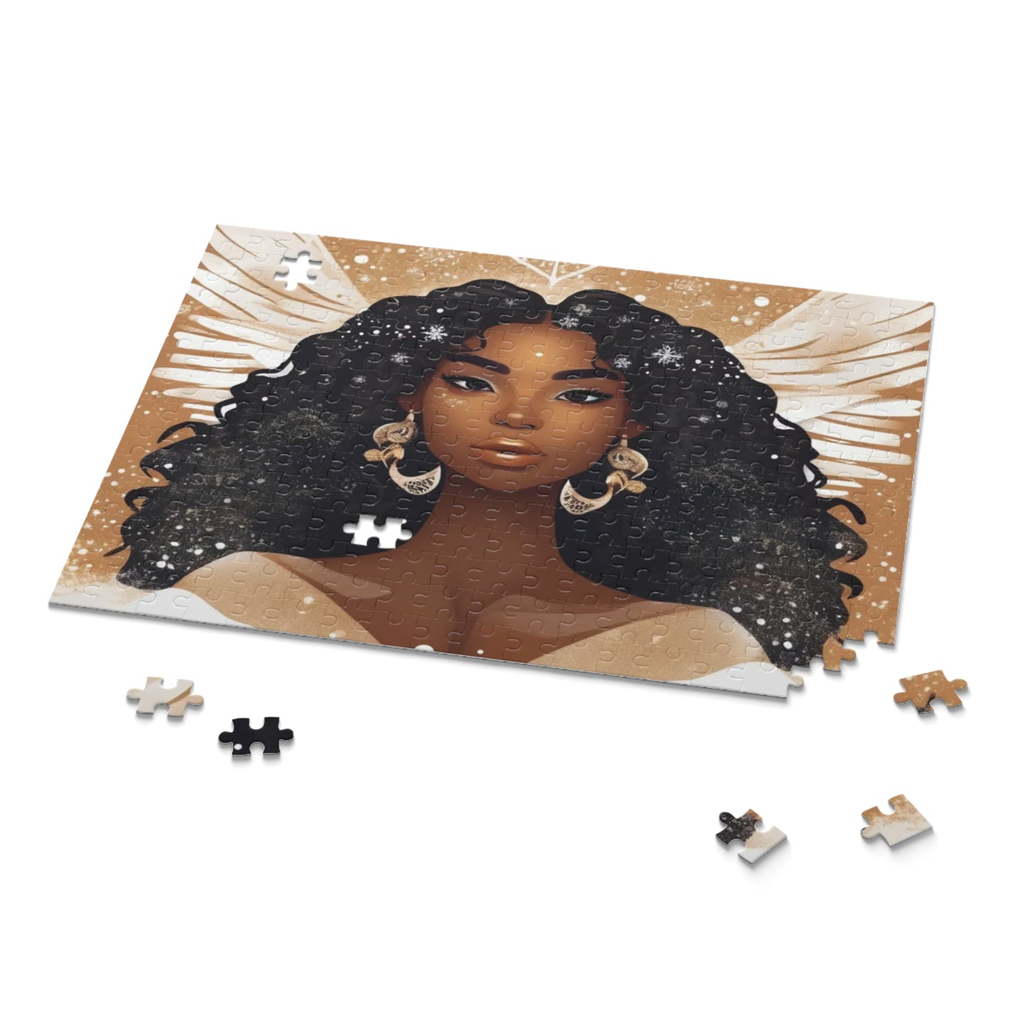 Elegant Angelic Goddess Puzzle – 120, 252, or 500 Pieces | Stunning Afrocentric Art for Home Decor & Gifts Puzzle