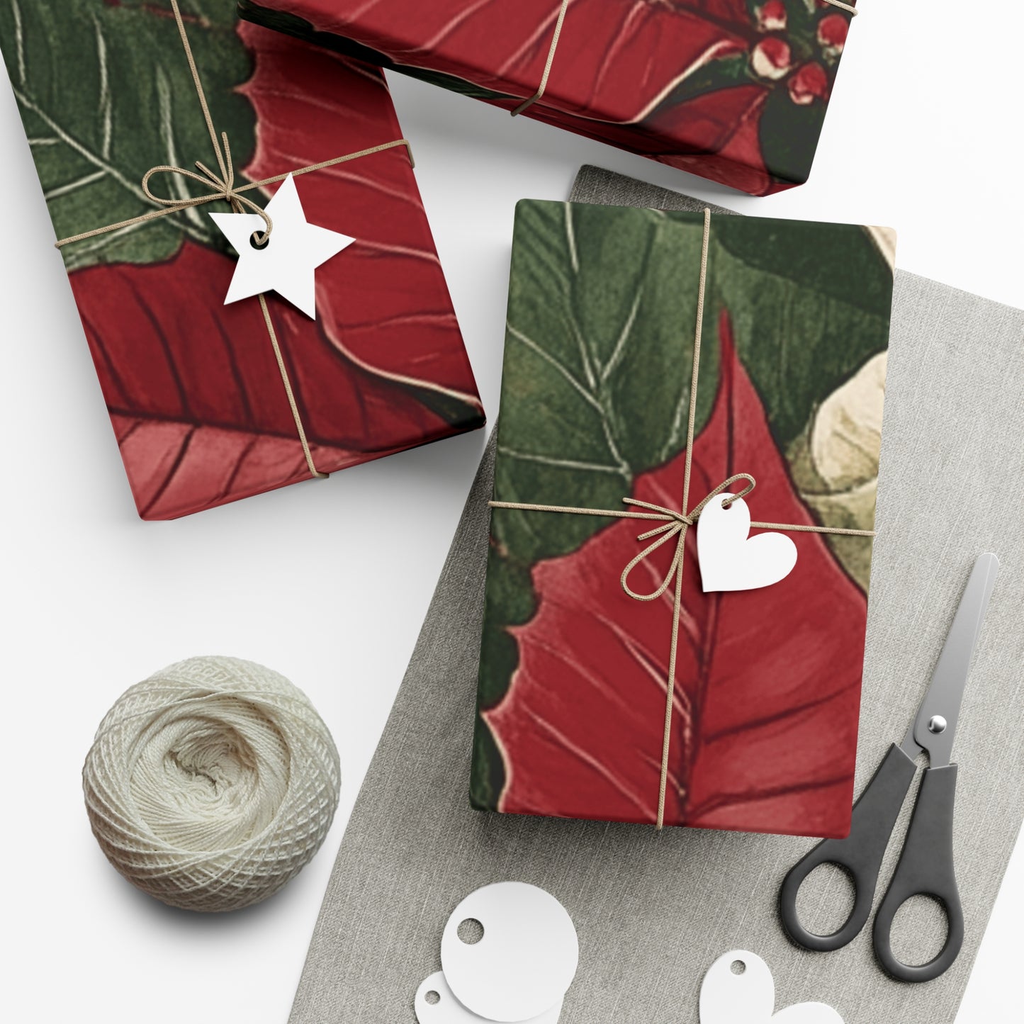 Christmas Poinsettia Gift Wrap Paper