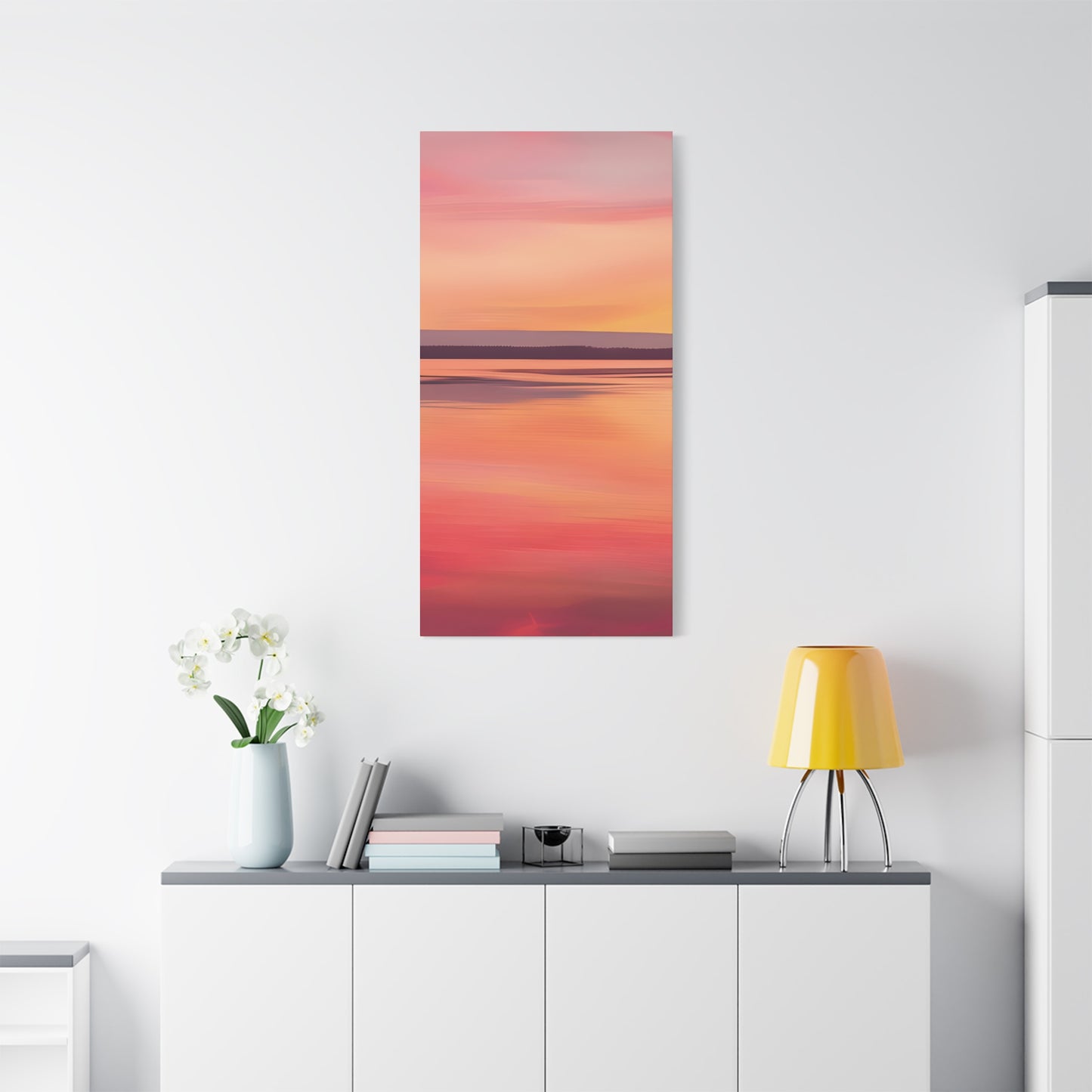 Serene Sunset Canvas Print | Abstract Landscape Wall Art | Pink and Orange DecorMatte Canvas, Stretched, 1.25"